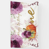 Happy Birthday Pumpkin Burgundy Blume Banner (Vertikal)