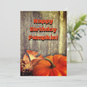 Happy Birthday Pumpkin Einladung (Stehend Vorderseite)