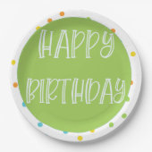Happy Birthday Punkts Papier Teller hell (Vorderseite)