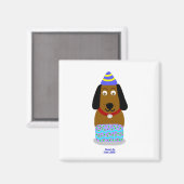Happy Birthday Pup 2 Inch Square Magnet (Vorderseite/Rückseite)