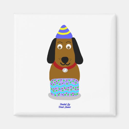 Happy Birthday Pup 2 Inch Square Magnet (Vorne)