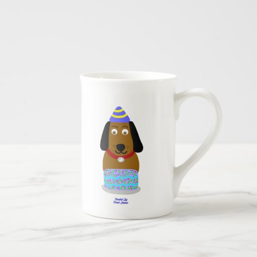 Happy Birthday Pup Bone China Tasse (Rechts)