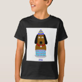 Happy Birthday Pup Boy's Black Basic T Shirt (Vorderseite)