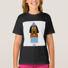Happy Birthday Pup Girl's Black Basic T Shirt