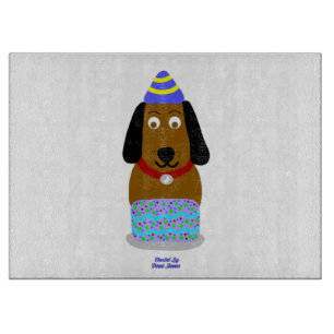 Happy Birthday Pup Glass Cutting Board Schneidebrett