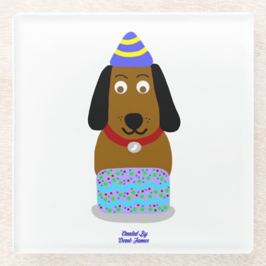 Happy Birthday Pup Glass Untersetzer (Vorderseite)