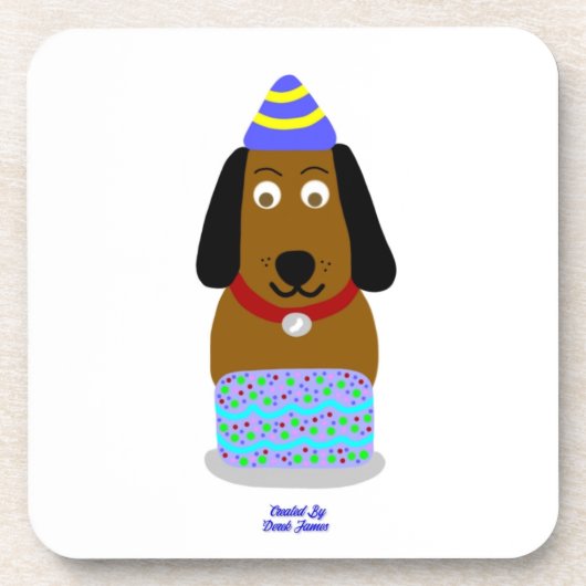 Happy Birthday Pup Hard Plastic Untersetzer (Vorderseite)