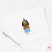 Happy Birthday Pup Oval Sticker (Umschlag)