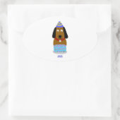 Happy Birthday Pup Oval Sticker (Tasche)