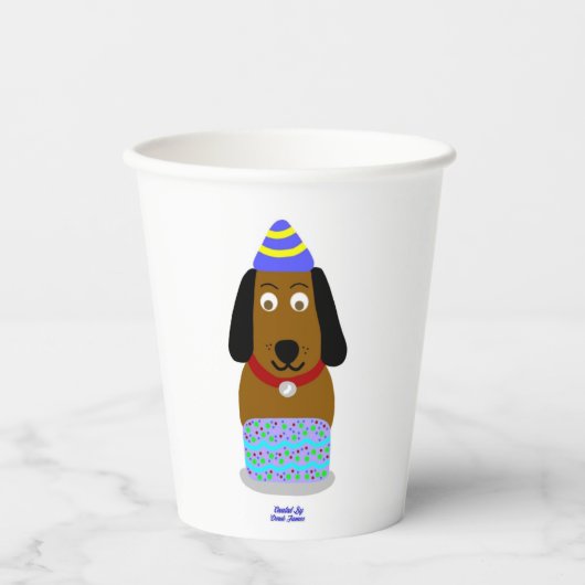 Happy Birthday Pup Paper Cups Pappbecher (Vorderseite)