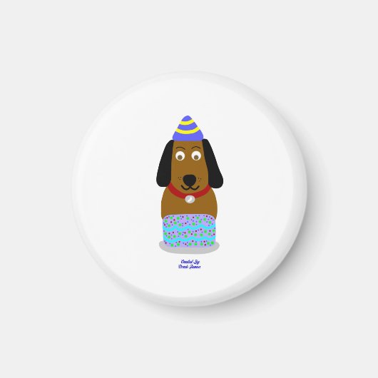 Happy Birthday Pup Round Magnet (Vorne)
