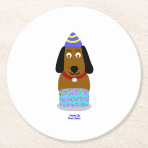 Happy Birthday Pup Round Paper Untersetzer