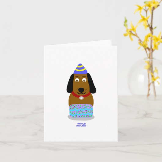 Happy Birthday Pup Vertical Small Grußkarte Karte (Gelbe Blume)