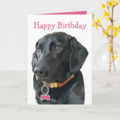 Happy Birthday Puppy Dog Black Labrador Retriever Karte (Gelbe Blume)