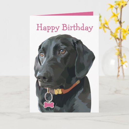 Happy Birthday Puppy Dog Black Labrador Retriever Karte (Gelbe Blume)