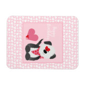 Happy Birthday Puppy Heart Pattern Pink Magnet (Horizontal)