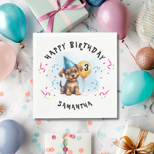 Happy Birthday Puppy Party Geburtstagspapier Serviette