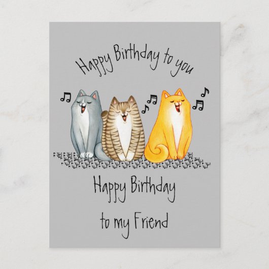 Happy Birthday Purfect Friend Ever Niedliche Katze Postkarte (Vorderseite)