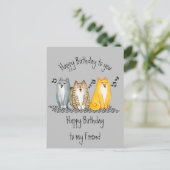 Happy Birthday Purfect Friend Ever Niedliche Katze Postkarte (Stehend Vorderseite)