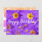 Happy Birthday, Purple Flowers Postcard Postkarte (Vorne/Hinten)