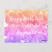 Happy Birthday, Purple Flowers Postcard Postkarte (Rückseite)