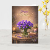Happy Birthday Purple Iris Candlelight Karte (Gelbe Blume)