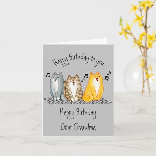 Happy Birthday Purrfect Oma Ever Niedliche Katzen Karte (Gelbe Blume)