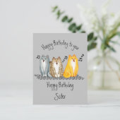 Happy Birthday Purrfect Sister Ever Niedliche Katz Postkarte (Stehend Vorderseite)