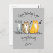 Happy Birthday Purrfect Sister Ever Niedliche Katz Postkarte (Vorne/Hinten)