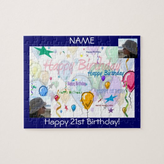 Happy Birthday Puzzle (Personalisieren mit Fotos) (Horizontal)