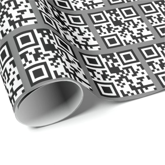 Happy Birthday QR Code on Gray Geschenkpapier (Rolleneckpunkt)