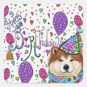 HAPPY BIRTHDAY QUADRATISCHER AUFKLEBER