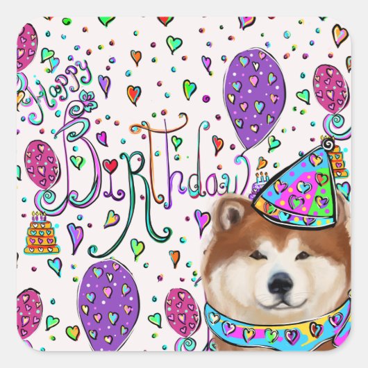 HAPPY BIRTHDAY QUADRATISCHER AUFKLEBER (Vorderseite)