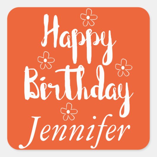 Happy Birthday Quadratischer Aufkleber (Vorderseite)