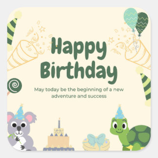 Happy Birthday 🎂 🎉 Quadratischer Aufkleber