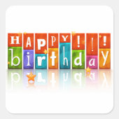 Happy Birthday Quadratischer Aufkleber (Vorderseite)