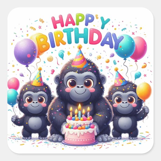 Happy Birthday Quadratischer Aufkleber (Vorderseite)