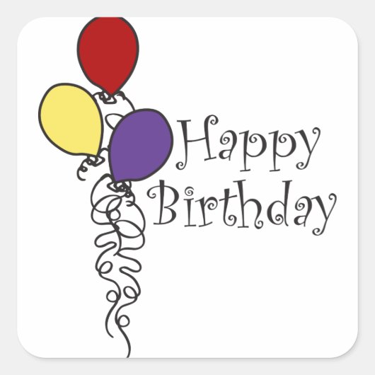 Happy Birthday Quadratischer Aufkleber (Vorderseite)