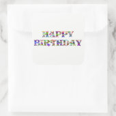 Happy Birthday Quadratischer Aufkleber (Tasche)