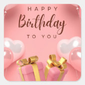 Happy Birthday Quadratischer Aufkleber (Vorderseite)