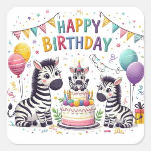 Happy Birthday Quadratischer Aufkleber