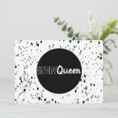 Happy Birthday Queen Black and White Marmor Karte (Stehend Vorderseite)