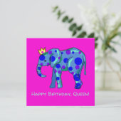 Happy Birthday Queen Elephant Flat Card (Stehend Vorderseite)