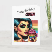 Happy Birthday Queen | LGBTQIA Trans Woman Karte (Vorderseite)