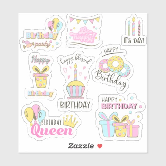 Happy Birthday Queen Sticker Sheet (Blatt)