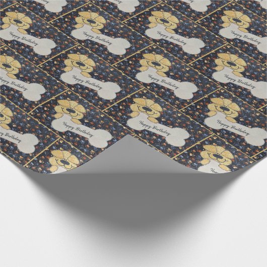 Happy Birthday Quilt Dog With a Bone Geschenkpapier (Ecke)