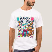 Happy Birthday Quirky Animal Party T-Shirt (Vorderseite)