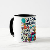 Happy Birthday Quirky Animal Party Tasse (Vorderseite Links)