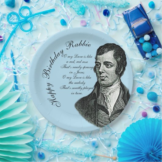 Happy Birthday Rabbie - Robert Burns Large 9" Pappteller (Party)