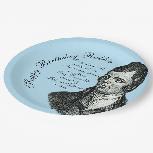Happy Birthday Rabbie - Robert Burns Large 9" Pappteller (Schrägansicht)